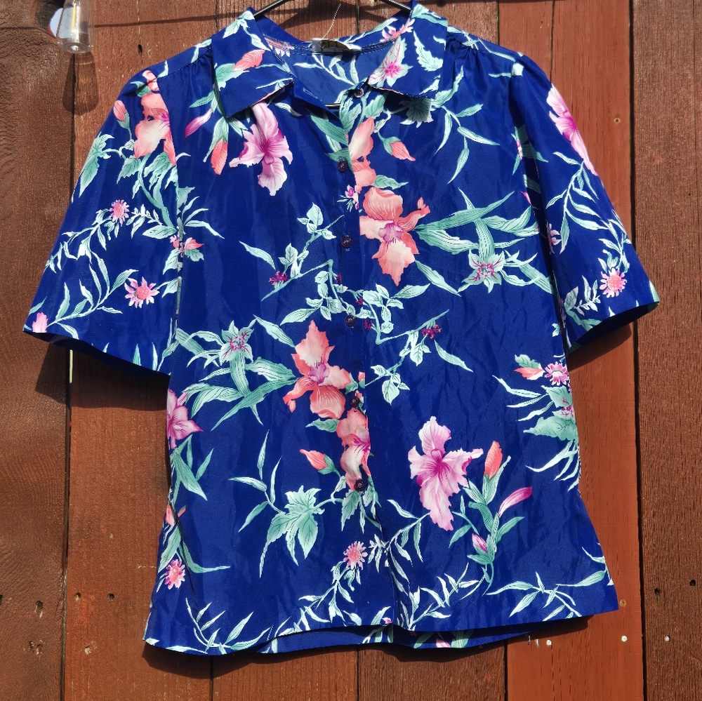 Floral Blue Short Sleeve Dress
